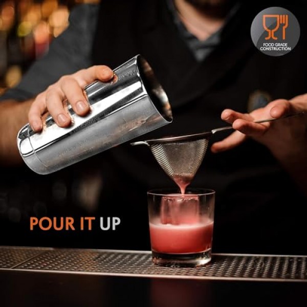 NutriChef Mixology 바텐더 칵테일 셰이커 세트 - 15 & 30온스 스테인레스 스틸 칵테일 바 세트 믹스 드링크 셰이커 키트 - 에센셜 마티니 메이킹 키트 드링크 믹싱 스타터 세