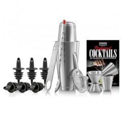 NutriChef Mixology 바텐더 칵테일 셰이커 세트 - 15 & 30온스 스테인레스 스틸 칵테일 바 세트 믹스 드링크 셰이커 키트 - 에센셜 마티니 메이킹 키트 드링크 믹싱 스타터 세