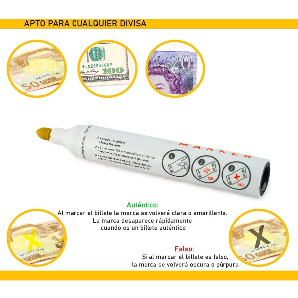 2 x Bill Validator 위조 지폐 1, 2, 4 팩, 유로, 달러, 파운드 등을 위한 1, 2, 4 팩 볼펜