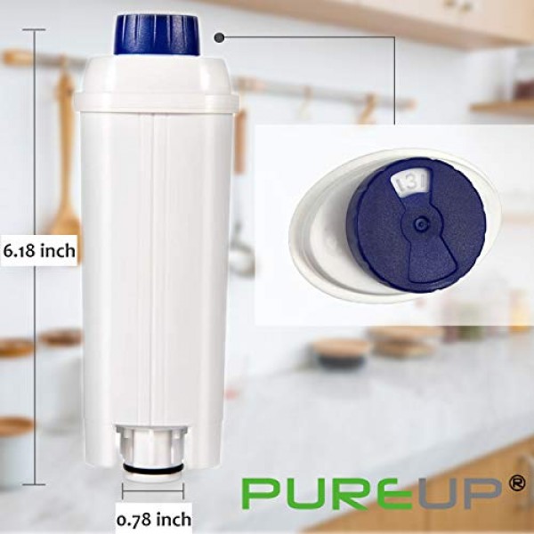 PUREUP 2 팩 정수 필터 Longhi 필터와 호환 가능 DLSC002 ECAM, ETAM, DLS C002, EC680, EC800, 정수 필터 카트리지 활성탄 연화제