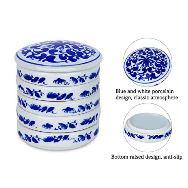 Fitlyiee 5 레이어 혼합 트레이 세트 원형 도자기 수채화 팔레트 소스 요리