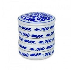 Fitlyiee 5 레이어 혼합 트레이 세트 원형 도자기 수채화 팔레트 소스 요리