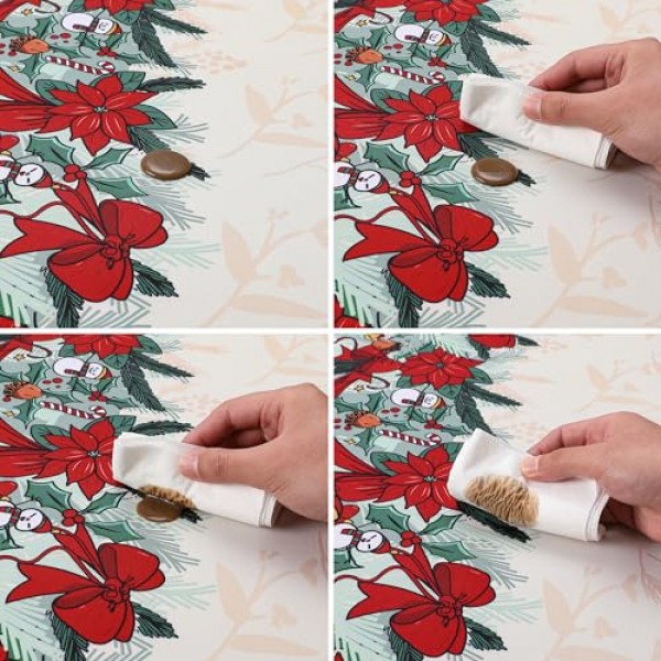 크리스마스 벨 눈사람 디자인 식탁보 실내 실외 파티 휴일 주방 다이닝 룸을 위한 방수 및 간편한 깨끗한 직사각형 테이블 천 60인치 x 84인치