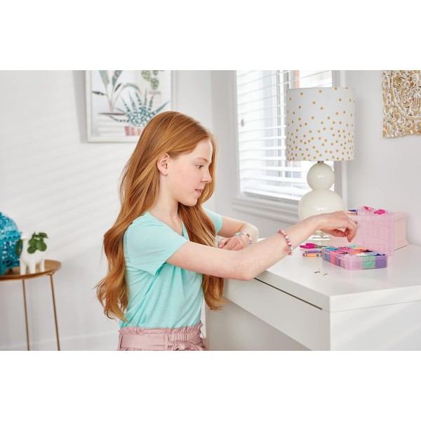 Make It Real Jewellery 만들기 Heishi 비즈, 실버 참 및 보관 케이스가 포함된 비즈 세트 - 우정 팔찌에 적합 - 예술 및 공예 연령 8세 이상