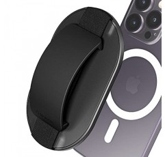 MagSafe 스탠드용 9mm 슬림 마그네틱 핑거 폰 그립, Sinjimoru 2 in 1 폰 그립 홀더 무선 충전용 실리콘 킥스탠드 iPhone 15 14 13 12 시리즈와 호환됩니다. M-S그립 블랙