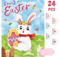 토끼 어린이 부활절 파티 게임에 꼬리를 고정하십시오 - 소년 소녀 생일 게임을위한 24pc 토끼 꼬리 스티커가있는 21 ''x 28포스터 부활절 파티 호의 봄 파티 유치원 교실