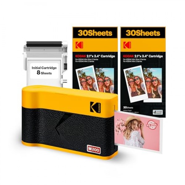 KODAK Mini ERA 4PASS 휴대용 포토 프린터(노란색, Mini 2 ERA, 프린터 + 68매)