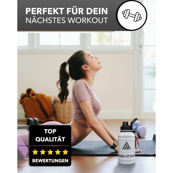 ARIES ATTACK 1.3L 물병 스테인레스 스틸 스포츠 물병 물 금속 물병 야외 물병 물병 1L 피트니스 짐용 BPA free 피트니스 물병 누수 방지 물병 1리터(안트라사이트)