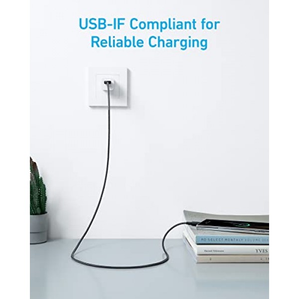 Anker 6피트 프리미엄 이중 편조 나일론 라이트닝 케이블, Apple MFi 인증 USB C 케이블, [2팩, 3피트] 310 USB A - USB C 충전기 케이블, USB A - Type C 충전기 케이블 고속 충전