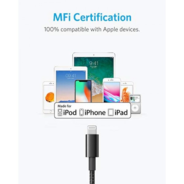Anker 6피트 프리미엄 이중 편조 나일론 라이트닝 케이블, Apple MFi 인증 USB C 케이블, [2팩, 3피트] 310 USB A - USB C 충전기 케이블, USB A - Type C 충전기 케이블 고속 충전