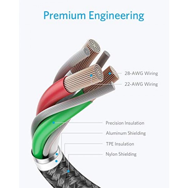 Anker 6피트 프리미엄 이중 편조 나일론 라이트닝 케이블, Apple MFi 인증 USB C 케이블, [2팩, 3피트] 310 USB A - USB C 충전기 케이블, USB A - Type C 충전기 케이블 고속 충전