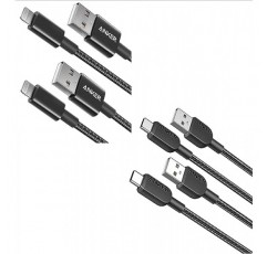 Anker 6피트 프리미엄 이중 편조 나일론 라이트닝 케이블, Apple MFi 인증 USB C 케이블, [2팩, 3피트] 310 USB A - USB C 충전기 케이블, USB A - Type C 충전기 케이블 고속 충전