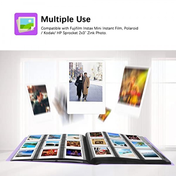 Fujifilm Instax Mini 카메라용 432 포켓 사진 앨범, Fujifilm Instax Mini 11 90 70 9 8+ 8 LiPlay 인스턴트 카메라, Polaroid Snap SnapTouch PIC-300 Z2300 인스턴트 카메라(보라색)용 폴라로이드 