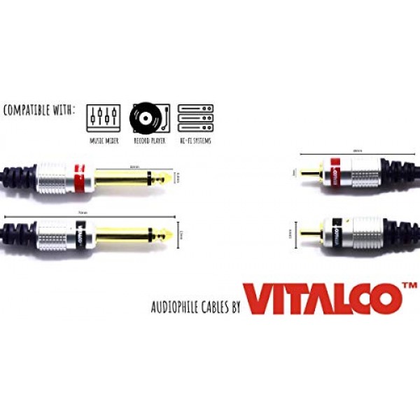 RCA - 6.3mm 잭 케이블 7.5m VITALCO 2 x Male RCA Male - 2 x 대형 잭 모노 오디오 어댑터