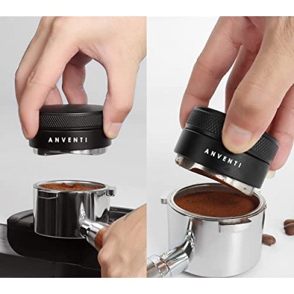 53mm 커피 분배 도구, 에스프레소 레벨러, 304 스테인레스 스틸 베이스 전문 커피 레벨링 도구, 54mm 브레빌 포터필터에 맞는 조절 가능한 깊이 - 바리스타 에스프레소 액