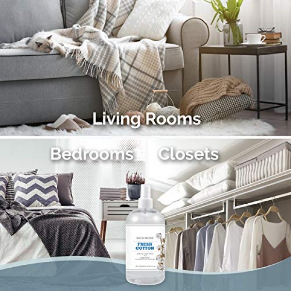 SMELLS BEGONE 공기 청정제 홈 앤 린넨 스프레이 - 냄새 제거제 - 에센셜 오일로 제작 - 신선한 면 향 - 2팩 - 16온스