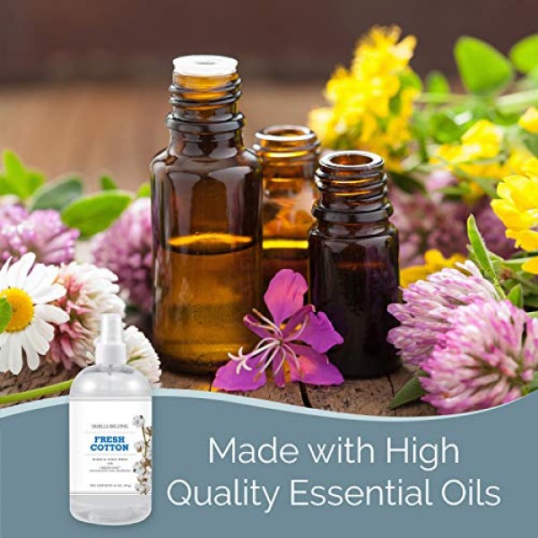 SMELLS BEGONE 공기 청정제 홈 앤 린넨 스프레이 - 냄새 제거제 - 에센셜 오일로 제작 - 신선한 면 향 - 2팩 - 16온스