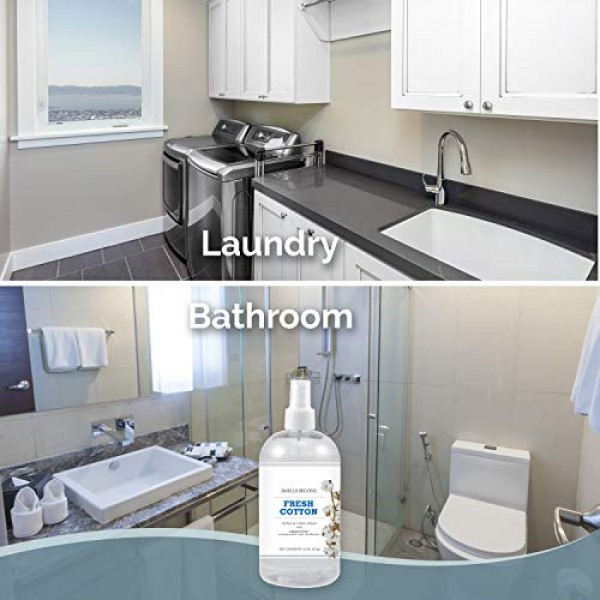 SMELLS BEGONE 공기 청정제 홈 앤 린넨 스프레이 - 냄새 제거제 - 에센셜 오일로 제작 - 신선한 면 향 - 2팩 - 16온스