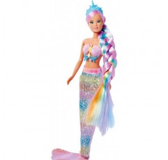 Simba 105733610 Steffi Love 레인보우 인어 화려한 머리, 머리핀, 빗, 탈착식 지느러미가 있는 무지개 인어 드레스업 인형, 29cm 플레이 인형, 3세 이상