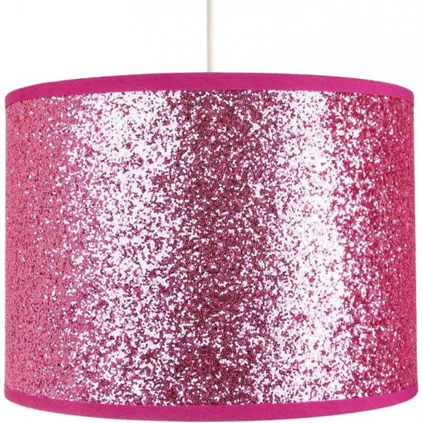 현대적이고 디자이너 밝은 분홍색 반짝이 패브릭 펜던트/램프 갓 30cm 너비 | 최대 60w | Sparkly Feminine Statement Piece by Happy Homewares 핑크 12
