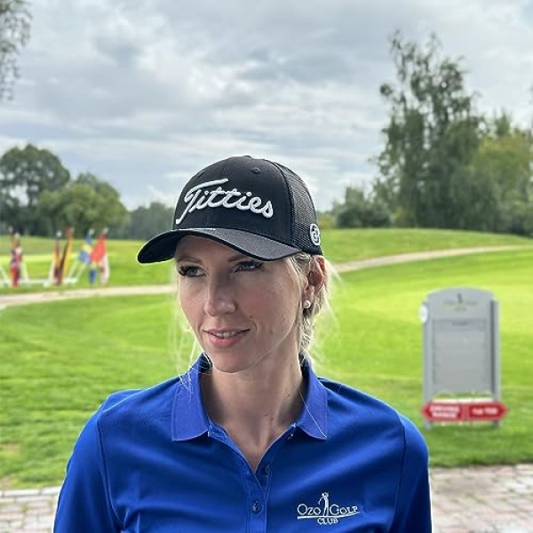 Original Titties 메쉬 모자 - 조절 가능한 스트랩백이 있는 흰색 트럭 운전사 모자