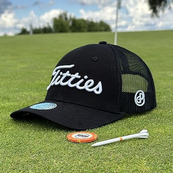 Original Titties 메쉬 모자 - 조절 가능한 스트랩백이 있는 흰색 트럭 운전사 모자