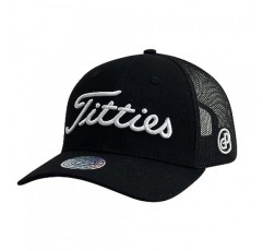 Original Titties 메쉬 모자 - 조절 가능한 스트랩백이 있는 흰색 트럭 운전사 모자