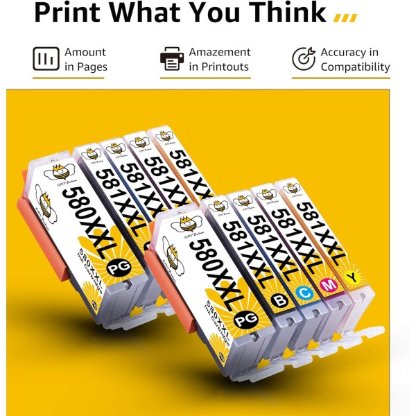 CMYBabee 호환 잉크 카트리지 교체 캐논 PGI-580XXL CLI-581XXL 캐논 PIXMA TS6150 TS6151 TS6250 TS6251 TR7550 TS8150 TS8151 TS8250 TS8251 TS8250 TS8251 TS8252 TS8