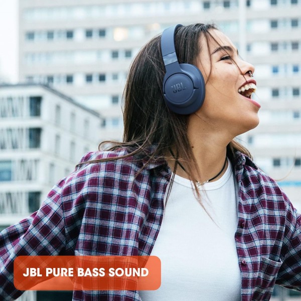 JBL Tune 710 BT - 핑크 색상의 접이식 블루투스 오버이어 헤드폰 - JBL 퓨어 베이스 사운드를 지원하는 무선 이어폰 - 최대 50시간 동안 핑크 싱글의 긴 음악 감상