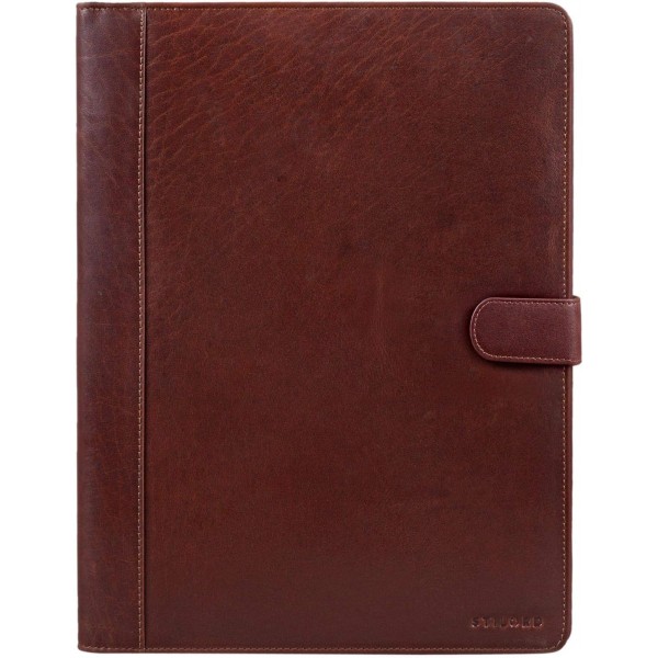 STILORD 'Lennon' 회의 폴더 가죽 12.9인치 iPad용 서류 폴더 DIN A4 필기 폴더 빈티지 리얼 가죽, 색상: 베지터블 태닝 다크 브라운