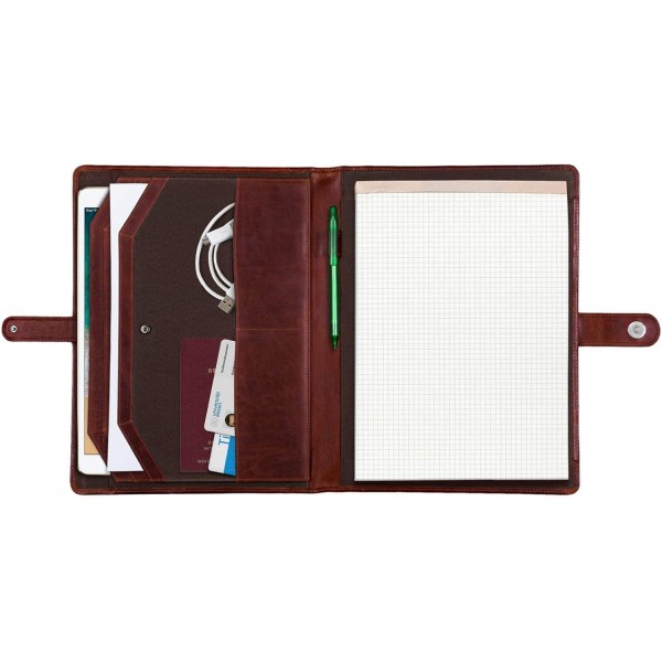STILORD 'Lennon' 회의 폴더 가죽 12.9인치 iPad용 서류 폴더 DIN A4 필기 폴더 빈티지 리얼 가죽, 색상: 베지터블 태닝 다크 브라운