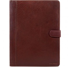 STILORD 'Lennon' 회의 폴더 가죽 12.9인치 iPad용 서류 폴더 DIN A4 필기 폴더 빈티지 리얼 가죽, 색상: 베지터블 태닝 다크 브라운