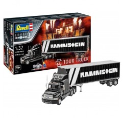 Revell 07658 선물 세트 Tour Truck Rammstein, 1:32 스케일로 직접 조립할 수 있는 트레일러가 있는 트럭, 초보자를 위한 55.4 cm Ford 충실한 모델 키트, 기본 액세서리가 포함된 스