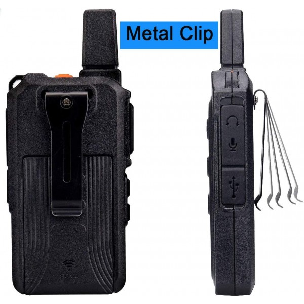 헤드셋 포함 Retevis RT619 양방향 라디오, PMR446 워키토키 세트 미니 16 채널 VOX Squelch, 1300mAh 충전식 마이크로 USB 라이선스 무료 워키토키 세트 소매, 레스토랑(2쌍, 검정색