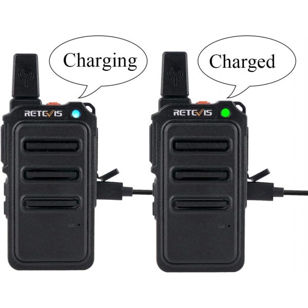 헤드셋 포함 Retevis RT619 양방향 라디오, PMR446 워키토키 세트 미니 16 채널 VOX Squelch, 1300mAh 충전식 마이크로 USB 라이선스 무료 워키토키 세트 소매, 레스토랑(2쌍, 검정색
