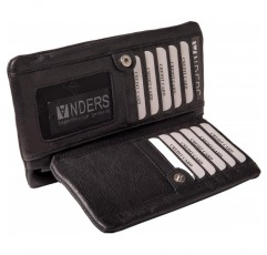 ANDERS 여성용 가죽 지갑 예방접종 카드상자 예방접종 카드상자 엑스트라 씬(블랙)