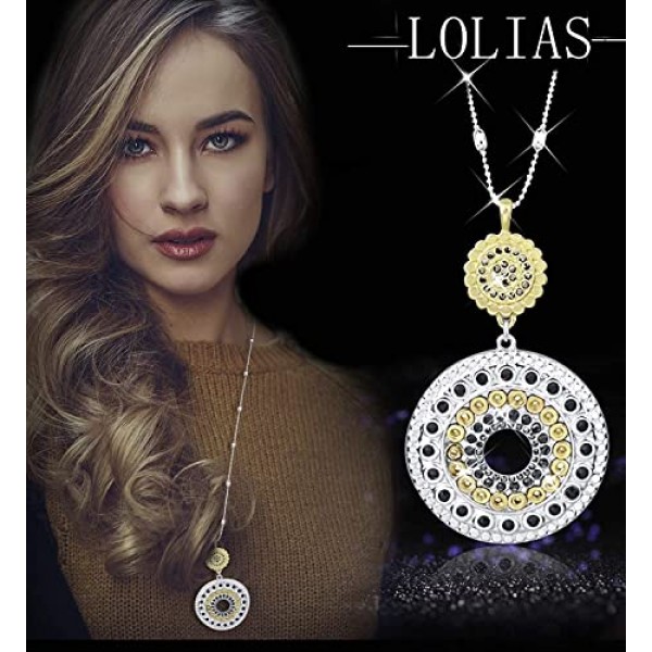 LOLIAS 여성을위한 6 개의 긴 펜던트 목걸이 팩 패션 주얼리 간단한 긴 깃털 잎 하트 청록색 의상 Y 목걸이 여성 성명서 긴 목걸이 세트 Boho