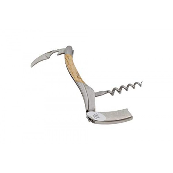 Laguiole En Aubrac 소믈리에 웨이터 코르크따개, 자작나무 손잡이, 포일 커터가 있는 와인 오프너 및 병따개, 브러시형 볼스터