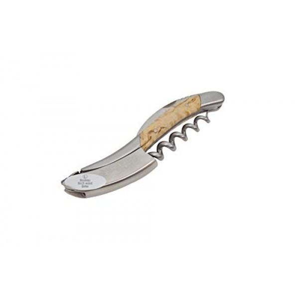 Laguiole En Aubrac 소믈리에 웨이터 코르크따개, 자작나무 손잡이, 포일 커터가 있는 와인 오프너 및 병따개, 브러시형 볼스터