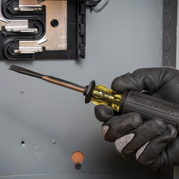 Klein Tools 85153K 일자형 나사 고정 드라이버 세트, 3/16인치, 1/4인치 분할 블레이드 일자 드라이버, 포지티브 그리핑 동작, 2피스