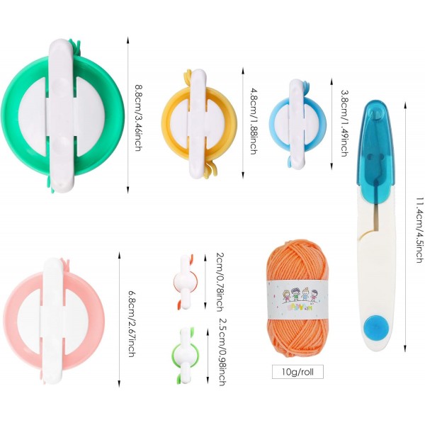 JoGoi Pompom Makers,6 크기 Pompom 장치 + 12 색 양모 + 1PCS 가위, Pom Poms 만들기, DIY CHandmade, 뜨개질 키트, 어머니의 날 장식, 크리스마스, 생일 파티, 결혼식, 선물