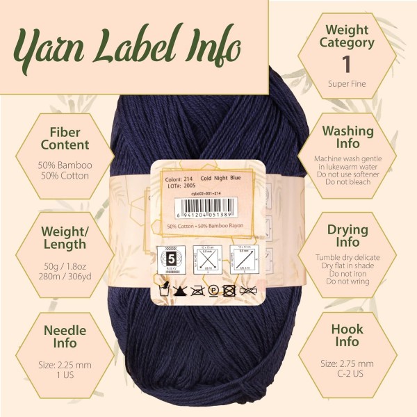 JubileeYarn 소프트 베이비 면사 50g/타래 전체 40색 타래 40개 모든 색상 타래 40개