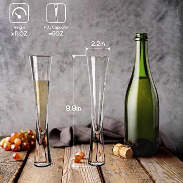 NUTRIUPS 핸드 블로운 5온스-2팩 샴페인 잔, 투명 크리스탈 유리 샴페인 잔