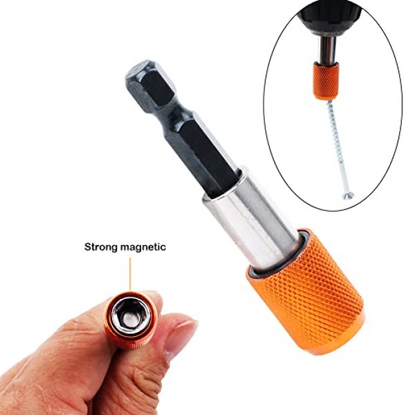 AUTOTOOLHOME 2개 퀵 체인지 비트 홀더 마그네틱 1/4 육각 섕크 드릴 비트 확장 스크루드라이버 비트용 너트 드릴 소켓 드라이버 어댑터