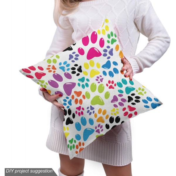 ABAKUHAUS 미터로 다채로운 직물, 만화 개 발 흔적, 실내 장식품 봉제용 촘촘하게 짠 직물 홈 액세서리, 3M(148x300cm), 퍼플 블루 그린 3M(148x300cm) 퍼플 블루 그린