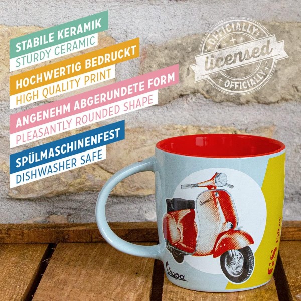 Nostalgic-Art Retro 커피 머그 - Vespa - GS 150 1955년 이후, Vespa 모티브가 있는 대형 라이선스 머그, Vespa 스쿠터 팬을 위한 빈티지 선물 아이디어, 330 ml