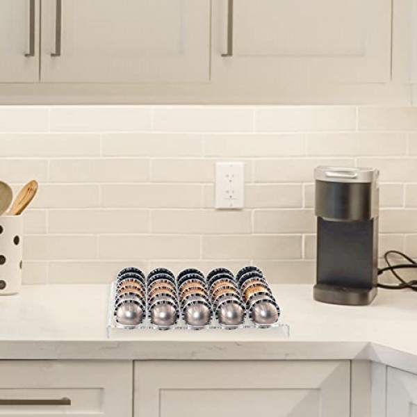 Sumerflos 2세트 커피 포드 홀더 Vertuoline 캡슐용 보관 트레이, 서랍 삽입 주최자는 주방, 가정, 사무실의 포드 서랍 60개를 보유합니다 - 투명