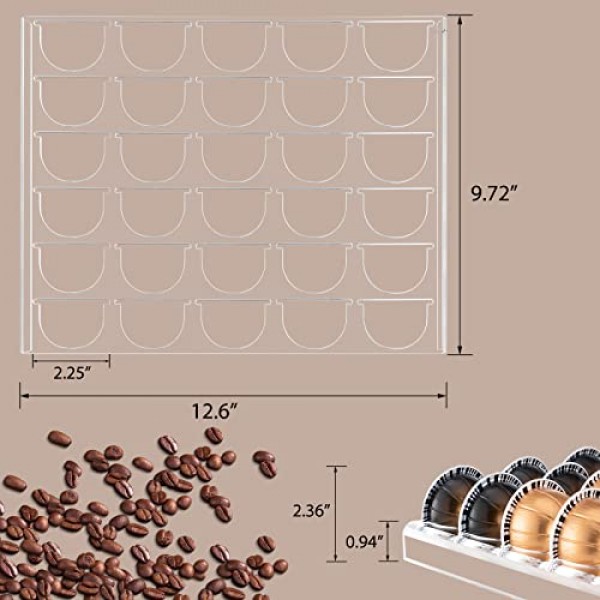 Sumerflos 2세트 커피 포드 홀더 Vertuoline 캡슐용 보관 트레이, 서랍 삽입 주최자는 주방, 가정, 사무실의 포드 서랍 60개를 보유합니다 - 투명