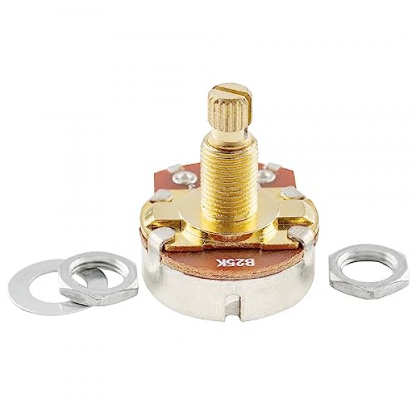 Musiclily Pro 황동 스레드 전체 미터 크기 제어 포트 B25K 기타용 선형 테이퍼 전위차계(2개 세트)