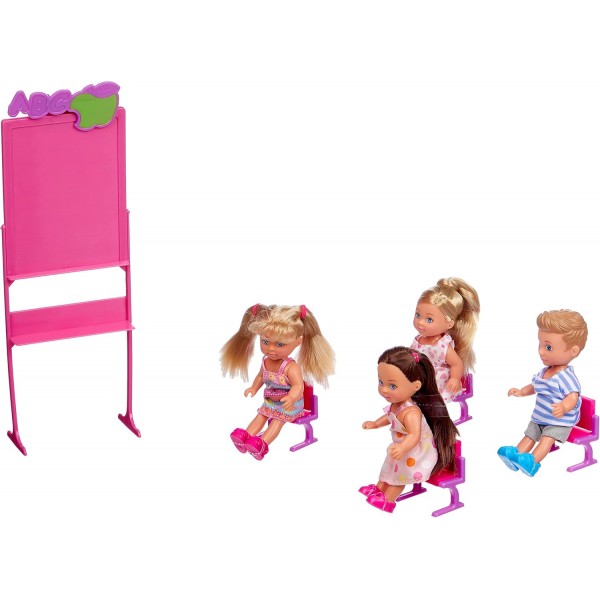 STEFFI LOVE 105730472002 Schoolmistress-Doll Mannequin 29cm-보드 및 액세서리 + 4 Puppe Students, Mehrfarbig